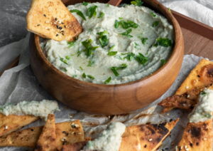 Roasted aubergine, baba ghanoush