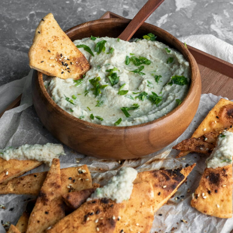 Roasted aubergine, baba ghanoush